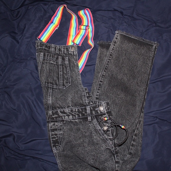 overalls with rainbow straps